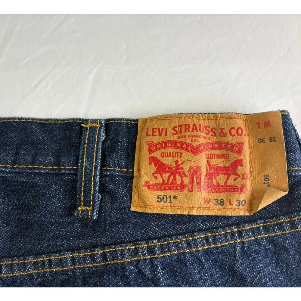 Levi's Waterless men's dark wash blue jeans 501 button fly 5 pocket 38x30